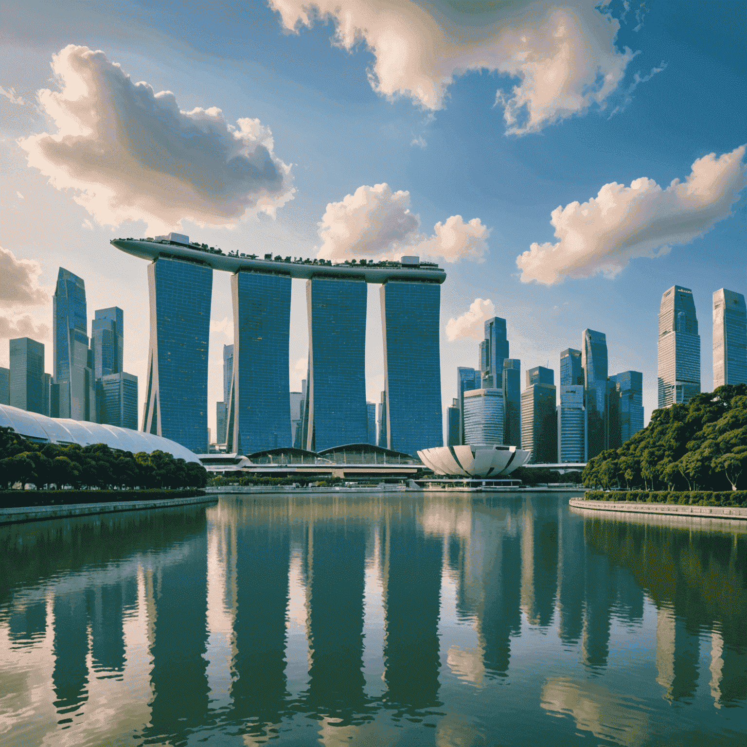 Singapore skyline with Marina Bay Sands and financial district, symbolizing the prosperous economy and investment opportunities for retirees