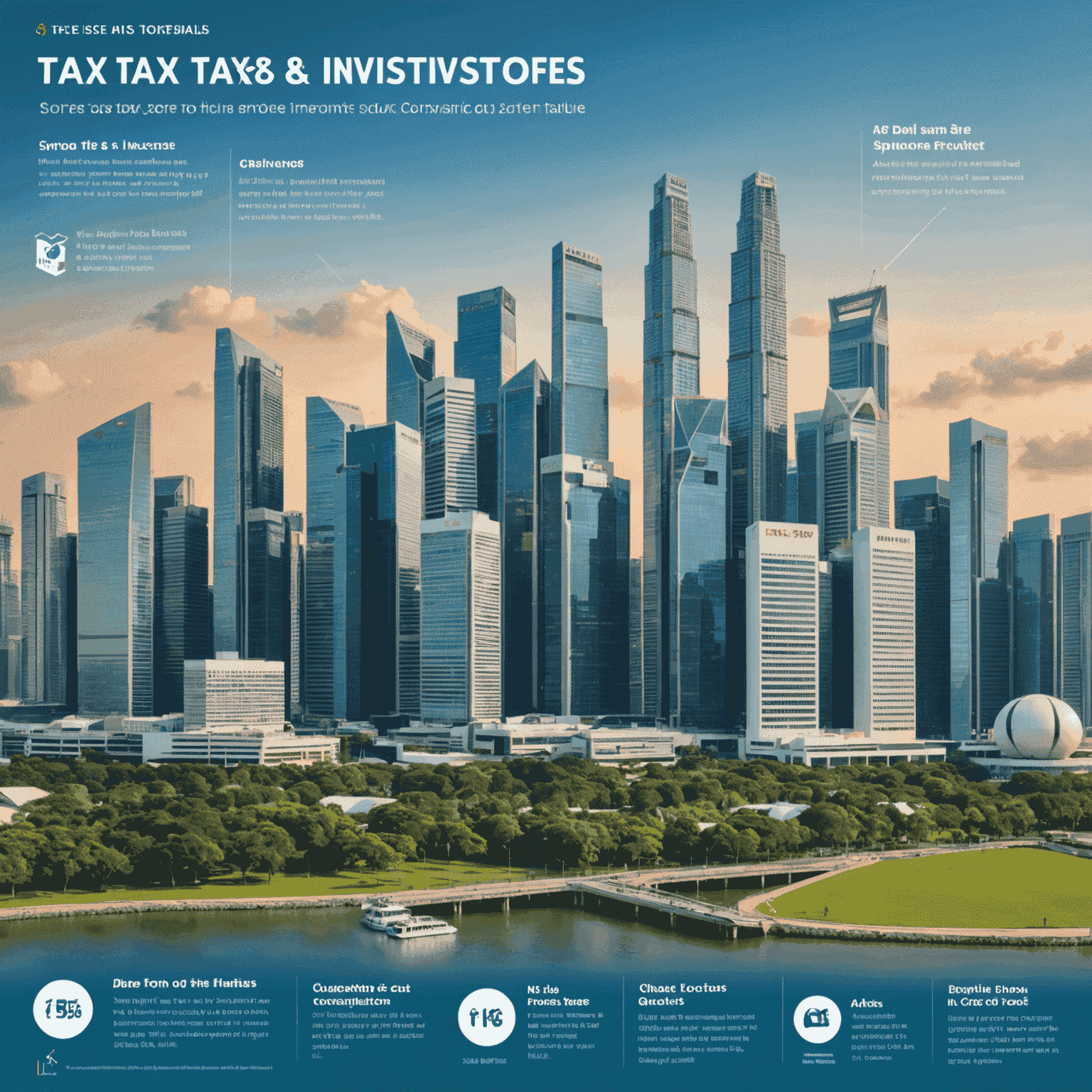 Infographic showing various tax optimization strategies for senior investors, with Singapore's skyline in the background